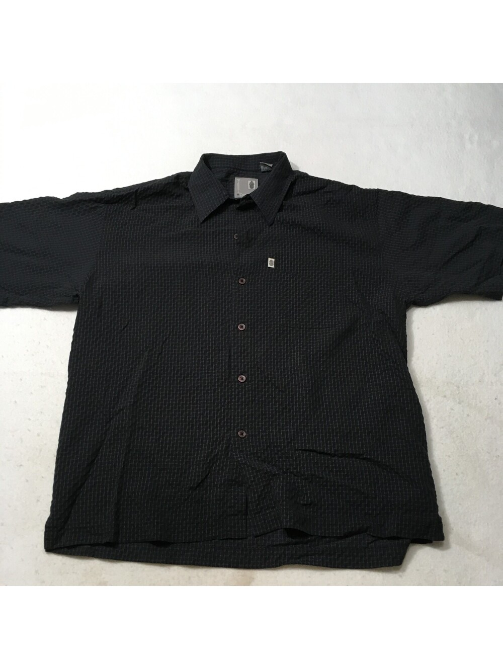 Pineapple Connection Shirt Mens medium Black Short Sleeve Button Up polynosic